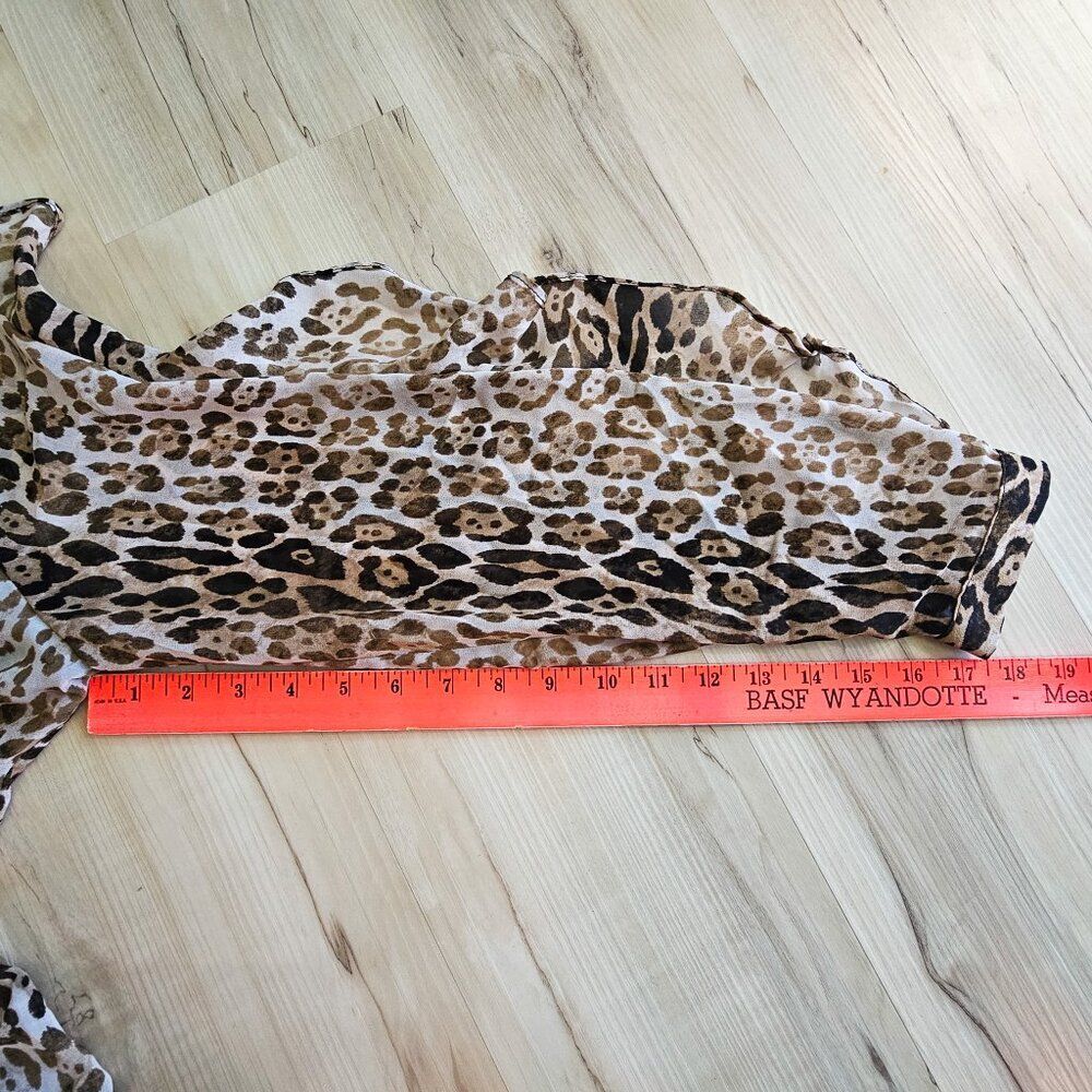 Calvin Klein Women's Leopard Print Ruffle Sleeve Blouse Size L - Picture 14 of 14